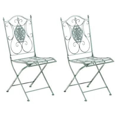 Lot De 2 Chaises De Jardin Balcon Terrasse Design Rustique Pliable En Métal Vert Vieilli 10_000287 Lot De 2 Chaises De Jardin Balcon Terrasse Design Rustique Pliable En Métal Vert Vieilli 10_000287