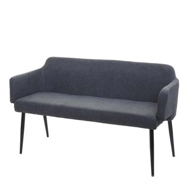 Banc De Salle À Manger Banquette Rembourrée Avec Dossier Accoudoir En Tissu Anthracite 133 Cm 04_0