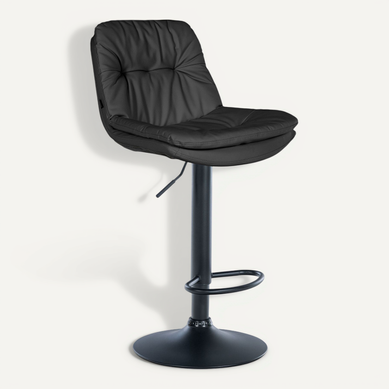 Tabouret Chaise Haute X1 Pour Cuisine Et Bar à Assise Moelleuse En Simili Noir Foncé Cadre