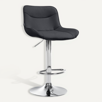 Tabouret De Bar X1 Pivotant Forme Ergonomique Surpiqûres Décoratives En Pvc Noir Cadre En Métal