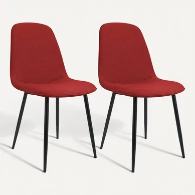Lot De 2 Chaises De Salle à Manger élégantes Et Minimalistes En Tissu Rouge Cadre En Métal Noir 10 Lot De 2 Chaises De Salle à Manger élégantes Et Minimalistes En Tissu Rouge Cadre En Métal Noir 10