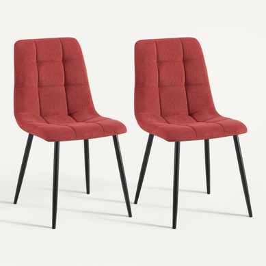 Lot De 2 Chaises De Salle à Manger Design En Velours Côtelé Bordeaux à Coutures Carrées – Pieds Mé Lot De 2 Chaises De Salle à Manger Design En Velours Côtelé Bordeaux à Coutures Carrées – Pieds Mé