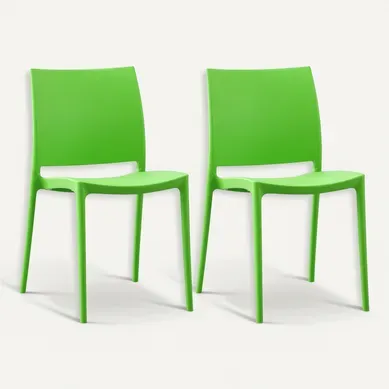 Lot De 2 Chaises Empilable Design En Plastique Couleur Vert Résistant Aux Uv – Jardin Terrasse Lot De 2 Chaises Empilable Design En Plastique Couleur Vert Résistant Aux Uv – Jardin Terrasse
