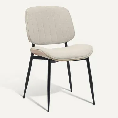 Chaise De Salle À Manger X1 Design En Tissu Crème Avec Bois Courbé Clair – Confort Et élégance 10_