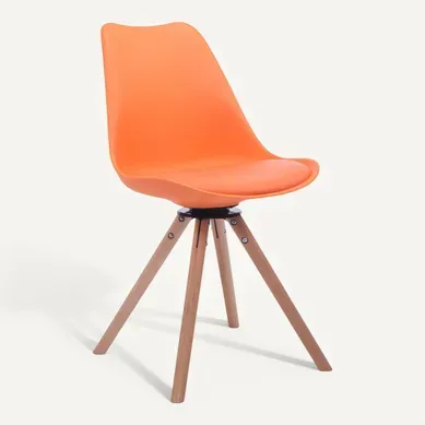 Chaise De Salle À Manger X1 Chaise Visiteur Assise Pivotant À 360° En Plastique Et Pvc Orange Pièt