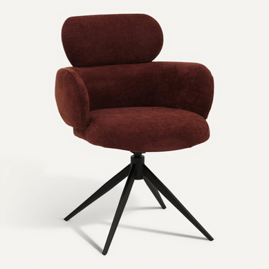 Chaise De Salle à Manger Pivotante Fonction Auto-return 360° En Tissu Chenille Rouge Brun Piètement Chaise De Salle à Manger Pivotante Fonction Auto-return 360° En Tissu Chenille Rouge Brun Piètement