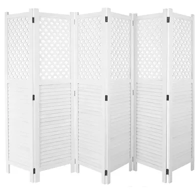Paravent Cloison De Séparation Pare-vue 6 Panneaux 170x245cm En Bois Blanc 04_0003910 Paravent Cloison De Séparation Pare-vue 6 Panneaux 170x245cm En Bois Blanc 04_0003910
