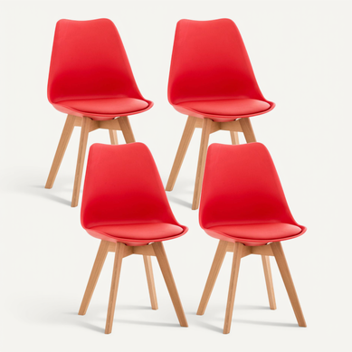 Lot De 4 Chaises De Salle à Manger Cuisine Ou Bureau En Plastique Et Synthétique Rouge Pieds Lot De 4 Chaises De Salle à Manger Cuisine Ou Bureau En Plastique Et Synthétique Rouge Pieds