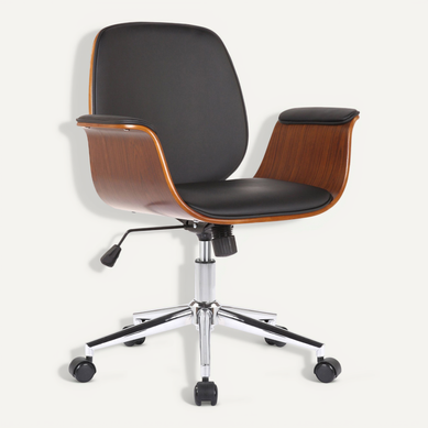 Fauteuil De Bureau Moderne Et Confortable Accoudoirs Incurvés Hauteur Réglable En Synthétique Noir
