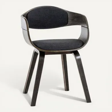 Chaise De Bureau Sans Roulettes Visiteur En Tissu Et Bois Design Retro Et Confort Maximal Gris