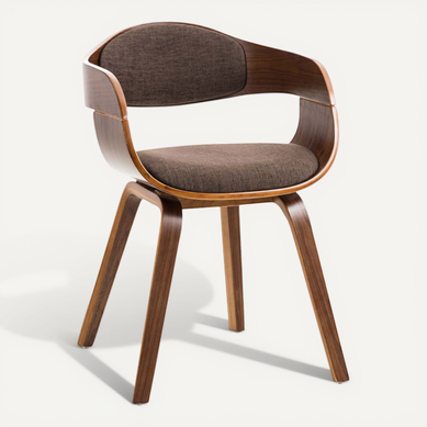 Chaise De Bureau Sans Roulettes Visiteur En Tissu Et Bois Design Retro Et Confort Maximal Noyer