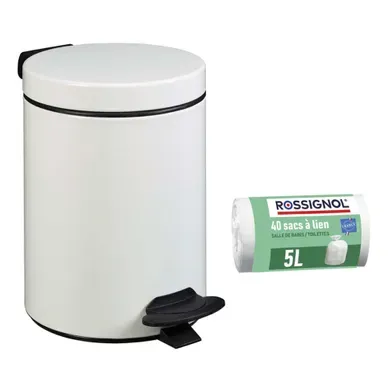 Poubelle De Salle De Bain À Pédale 3l Et 40 Sacs Poubelle 5l - Cyjeu Rossignol Blanc Poubelle De Salle De Bain À Pédale 3l Et 40 Sacs Poubelle 5l - Cyjeu Rossignol Blanc