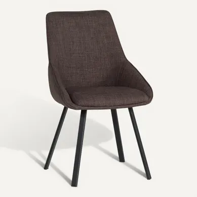 Chaise tissu BAXTER gris vue 3/4