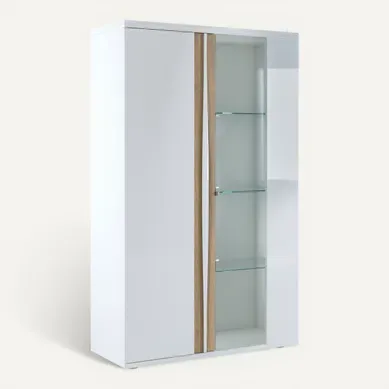 Vitrine INSTA blanc brillant/ décor chêne Vitrine INSTA blanc brillant/ décor chêne vue 3/4