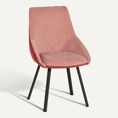 Chaise velour cotelé Baxter Corail vue 3/4