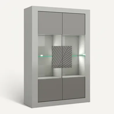 Vitrine 2 portes JANE Gris Vitrine 2 portes JANE Gris vue 3/4