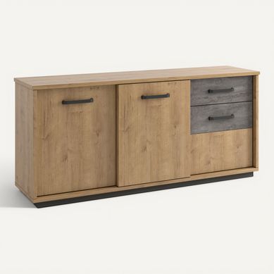 Buffet L. 200 cm TERRA Imitation chêne / béton ciré Buffet L. 200 cm TERRA Imitation chêne / béton ciré vue 3/4