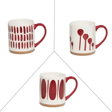 Mug Mikonos Rouge 35 Cl (lot De 3) En Porcelaine Mug Mikonos Rouge 35 Cl (lot De 3) En Porcelaine