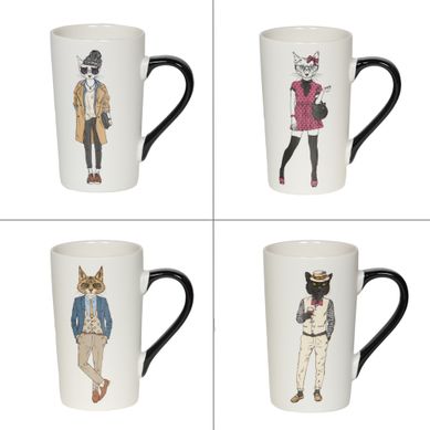 Coffret De Mug Dapper Cat 50 Cl (1 Modèle Aléatoire) En Porcelaine Coffret De Mug Dapper Cat 50 Cl (1 Modèle Aléatoire) En Porcelaine