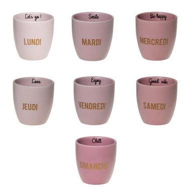 Coffret De 7 Tasses Week 7 Cm En Porcelaine Coffret De 7 Tasses Week 7 Cm En Porcelaine