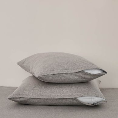 Lot De 2 Protège Oreillers 2 En 1 Gris 65 X 65 Cm Gris Clair Lot De 2 Protège Oreillers 2 En 1 Gris 65 X 65 Cm Gris Clair
