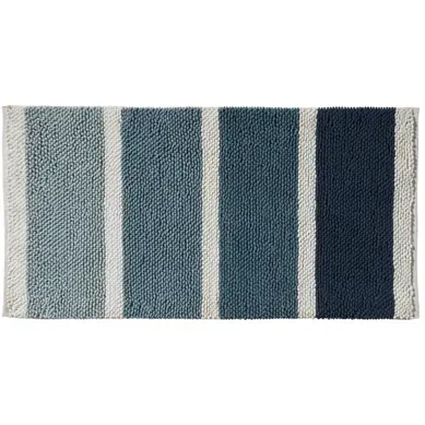 Tapis De Bain Déco À Rayures En Polycoton 60x120cm Tapis De Bain Déco À Rayures En Polycoton 60x120cm