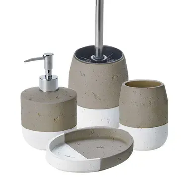 Set Salle De Bain Bicolore 4 Pièces En Céramique Set Salle De Bain Bicolore 4 Pièces En Céramique