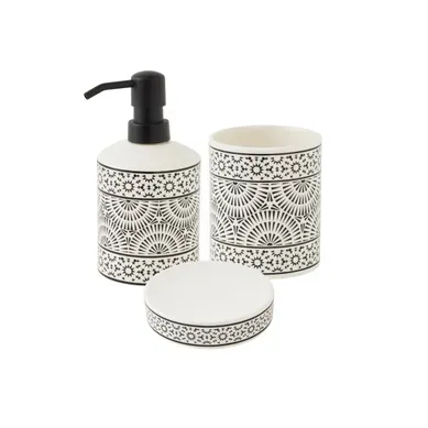 Set Salle De Bain à Motifs 3 Pièces Porcelaine Set Salle De Bain à Motifs 3 Pièces Porcelaine