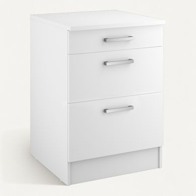 Bas 60 cm casserolier UNO blanc mat Bas 60 cm casserolier UNO blanc mat vue 3/4