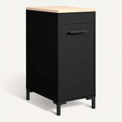Bas 40 cm 1 porte ONYX noir Bas 40 cm 1 porte ONYX noir vue 3/4