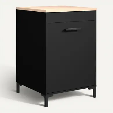 Bas 60 cm 1 porte ONYX noir Bas 60 cm 1 porte ONYX noir vue 3/4