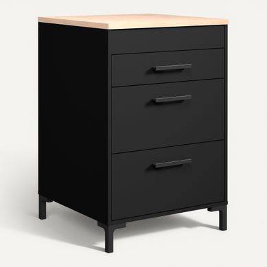 Bas 60 cm 1 tiroir+2 tiroirs ONYX noir Bas 60 cm 1 tiroir+2 tiroirs ONYX noir vue 3/4