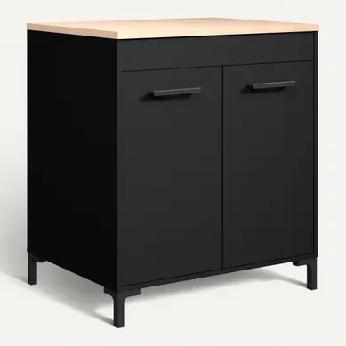 Bas 80 cm 2 portes ONYX noir Bas 80 cm 2 portes ONYX noir vue 3/4