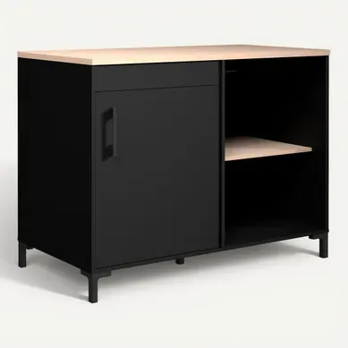 Bas 120 cm angle ONYX noir Bas 120 cm angle ONYX noir vue 3/4