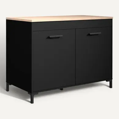Bas 120 cm 2 portes ONYX noir Bas 120 cm 2 portes ONYX noir vue 3/4