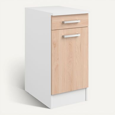 Bas 40 cm 1 tiroir 1 porte UNO chêne Bas 40 cm 1 tiroir 1 porte UNO chêne vue 3/4