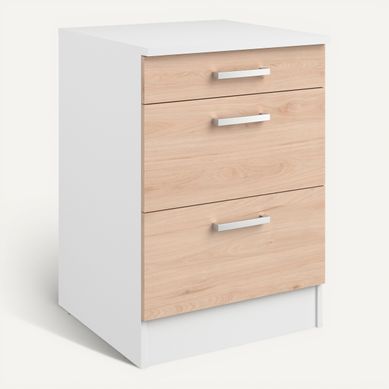 Bas 60 cm 1t 2t casseroliers UNO chêne Bas 60 cm 1t 2t casseroliers UNO chêne vue 3/4