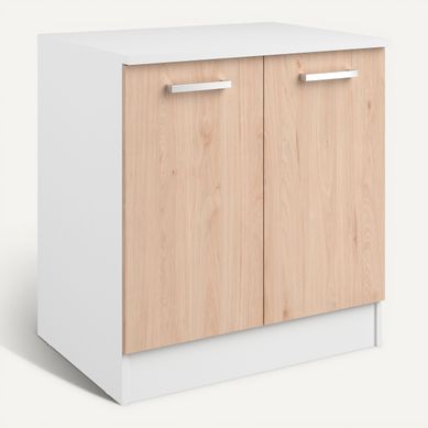 Bas 80 cm 2 portes UNO chêne Bas 80 cm 2 portes UNO chêne vue 3/4