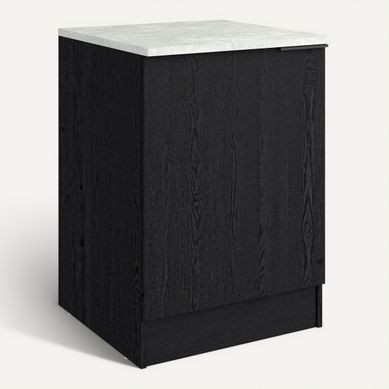 Bas 60 cm 1 porte ANNA chêne noir Bas 60 cm 1 porte ANNA chêne noir vue 3/4