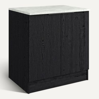 Bas 80 cm 2 portes ANNA chêne noir Bas 80 cm 2 portes ANNA chêne noir vue 3/4