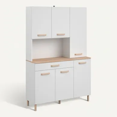 Buffet ESSENTIEL imitation chêne et blanc vue 3/4