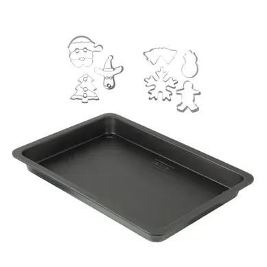 Plaque De Cuisson Rectangulaire 42 X 29 Cm Antiadhésive + 7 Emporte-pièces Noël Plaque De Cuisson Rectangulaire 42 X 29 Cm Antiadhésive + 7 Emporte-pièces Noël