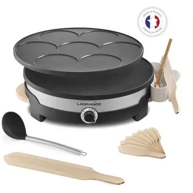 Crepiere 109 017 Tradi' Duo - Plaques Amovibles Fonte D'aluminium Grande Crepe+7 Mini Crepes- 1500w Crepiere 109 017 Tradi' Duo - Plaques Amovibles Fonte D'aluminium Grande Crepe+7 Mini Crepes- 1500w
