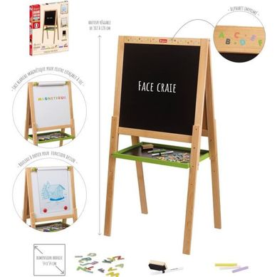 Tableau Multifonctions Bois 54 X 54 Cm - Double-face Ardoise Et Tableau Blanc, Réglable Tableau Multifonctions Bois 54 X 54 Cm - Double-face Ardoise Et Tableau Blanc, Réglable