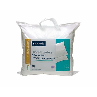 Lot de 2 oreillers 60x60 cm DREAMEA NEWCONFORT Lot de 2 oreillers 60x60 cm DREAMEA NEWCONFORT vue 3/4