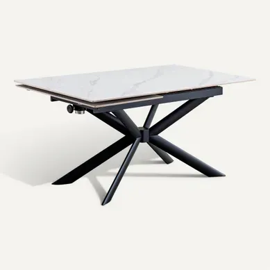Table extensible L. 160/220 cm CHARLIE Blanc Table extensible L. 160/220 cm CHARLIE Blanc vue 3/4