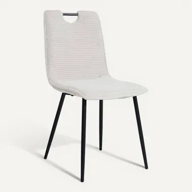 Chaise velours côtelé LILLY Beige vue 3/4