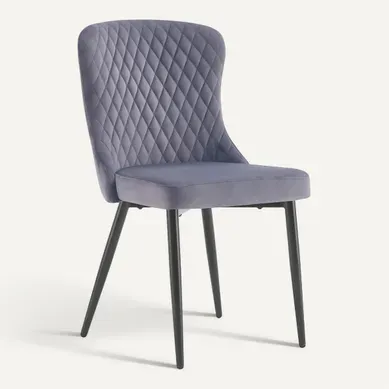 Chaise velours ORA gris vue 3/4
