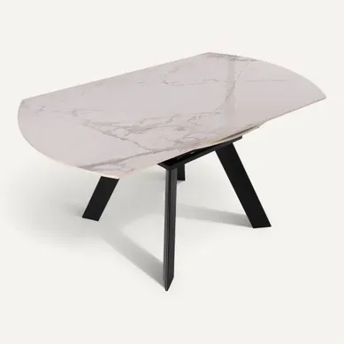 Table extensible  L.90/150 cm AVA Blanc marbré/ céramique vue 3/4