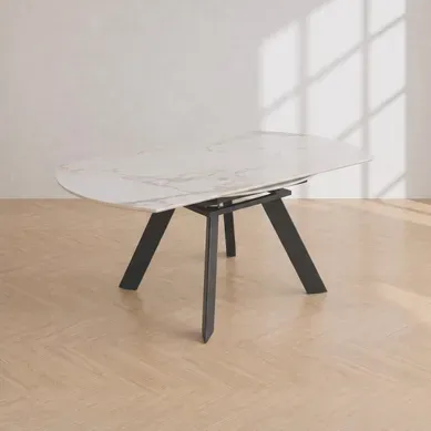 Table extensible L.90/150 cm AVA Blanc marbré/ céramique Table extensible L.90/150 cm AVA Blanc marbré/ céramique